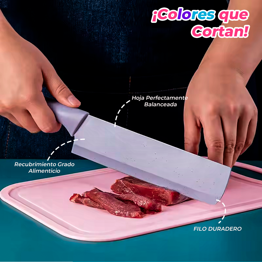 SET DE CUCHILLOS MULTICOLOR X 6 UNIDADES