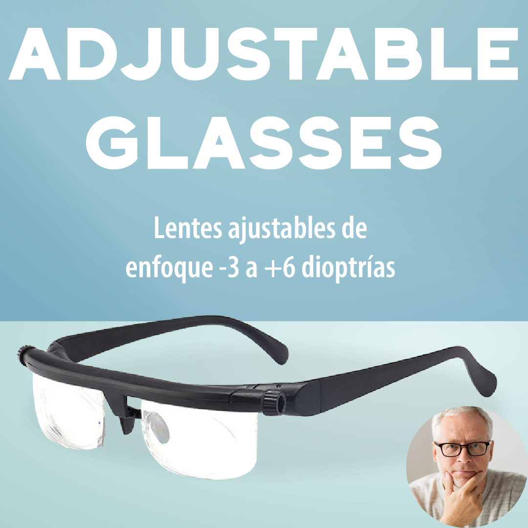 AdjustableGlasses® - Lentes ajustables de enfoque -3 a +6 dioptrías
