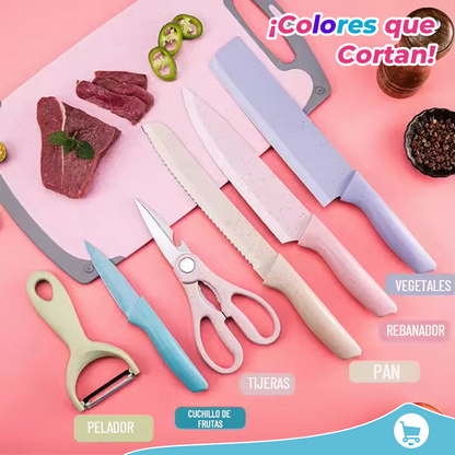 SET DE CUCHILLOS MULTICOLOR X 6 UNIDADES